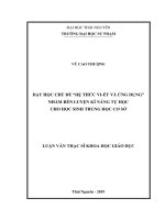 Dạy học chủ đề hệ thức vi ét và ứng dụng nhằm rèn luyện kĩ năng tự học cho học sinh trung học cơ sở 