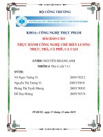 Tiểu luận Công nghệ thực phẩm: Thực hành công nghệ chế biến lương thực, trà, cà phê, ca cao