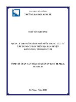 Quản lý chi ngân sách nhà nước trong đầu tư xây dựng cơ bản trên địa bàn huyện kon plông, tỉnh kon tum 