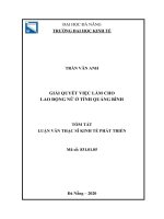 Giải quyết việc làm cho lao động nữ ở tỉnh quảng bình 