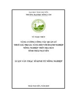Tăng cường công tác quản lý thuế giá trị gia tăng đối với doanh nghiệp nông nghiệp trên địa bàn tỉnh thái nguyên 