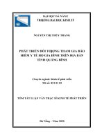 Phát triển đối tượng tham gia bảo hiểm y tế hộ gia đình trên địa bàn tỉnh quảng bình 