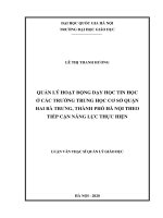 Quản lý hoạt động dạy học tin học ở các trường trung học cơ sở quận hai bà trưng, thành phố hà nội theo tiếp cận năng lực thực hiện 