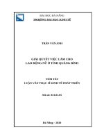 Giải quyết việc làm cho lao động nữ ở tỉnh quảng bình