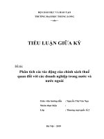 Phân tích các tác động của chính sách thuế quan đối với các doanh nghiệp trong nước và nước ngoài 