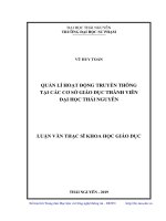 Quản lí hoạt động truyền thông tại các cơ sở giáo dục thành viên đại học thái nguyên 