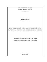 Quản trị rủi ro tài chính doanh nghiệp xây dựng tại việt nam   trường hợp công ty TNHH an phú linh 