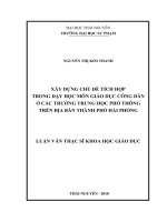 Xây Dựng Chủ Đề Tích Hợp Trong Dạy Học Môn Giáo Dục Công Dân Ở Các Trường Trung Học Phổ Thông