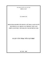 Định tội danh đối với tội bắt, giữ hoặc giam người trái pháp luật trong luật hình sự việt nam (trên cơ sở thực tiễn địa bàn thành phố hà nội) 