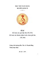 Kế toán các quỹ đặc thù (TK 353) kế toán các khoản nhận trước chưa ghi thu (TK 366) 