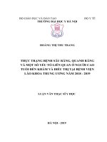 THỰC TRẠNG BỆNH sâu RĂNG, QUANH RĂNG và một số yếu tố LIÊN QUAN ở NGƯỜI CAO TUỔI đến KHÁM và điều TRỊ tại BỆNH VIỆN lão KHOA TRUNG ƯƠNG năm 2018   2019 