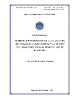 Nghiên cứu ứng dụng bức xạ gamma co 60 để chế tạo b glucan khối lượng phân tử thấp tan trong nước có hoạt tính sinh học từ bã men bia 