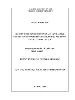 Quản Lý Hoạt Động Bồi Dưỡng Năng Lực Dạy Học Cho Đội Ngũ Giáo Viên Trường Trung Học Phổ Thông
