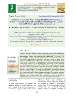 Evaluation of industrial waste-municipal solid waste composts as a source of nutrients and a study on its effect on soil properties, growth, yield and nutrient uptake in maize (Zea mays L.)