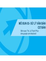 Bài giảng Công nghệ thông tin căn bản: Mô đun 3 - Ths. Lê Thanh Phúc