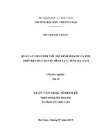 (Luận văn thạc sĩ) Quản lý thuế đối với hộ kinh doanh cá thể trên địa bàn huyện bình lục, tỉnh hà nam 