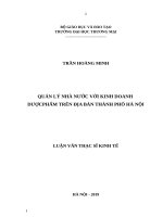 (Luận văn thạc sĩ) Quản lý nhà nước với kinh doanh dược phẩm trên địa bàn thành phố hà nội 