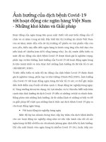 Ảnh hưởng của dịch bệnh Covid19 tới hoạt động các ngân hàng Việt Nam  Những khó khăn và Giải pháp