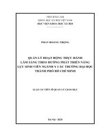 Quản lý hoạt động thực hành lâm sàng theo định hướng phát triển năng lực của sinh viên ngành y các trường đại học thành phố hồ chí minh