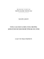 (Luận văn thạc sĩ) Nâng cao chất lượng tăng trưởng kinh tế huyện hoành bồ, tỉnh quảng ninh 
