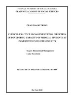 Quản lý hoạt động thực hành lâm sàng theo định hướng phát triển năng lực của sinh viên ngành y các trường đại học thành phố hồ chí minh tt tiếng anh