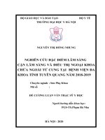 NGHIÊN cứu đặc điểm lâm SÀNG cận lâm SÀNG và điều TRỊ NGOẠI KHOA CHỬA NGOÀI tử CUNG tại  BỆNH VIỆN đa KHOA TỈNH TUYÊN QUANG năm 2018 2019 