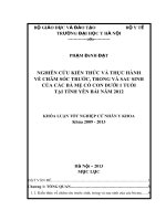 NGHIÊN CỨU KIẾN THỨC VÀ THỰC HÀNH VỀ CHĂM SÓC TRƯỚC, TRONG VÀ SAU SINH CỦA CÁC BÀ MẸ CÓ CON DƯỚI 1 TUỔI TẠI TỈNH YÊN BÁI NĂM 2012