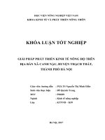 GIẢI PHÁP PHÁT TRIỂN KINH tế NÔNG hộ TRÊN địa bàn xã CANH nậu, HUYỆN THẠCH THẤT, THÀNH PHỐ hà nội 
