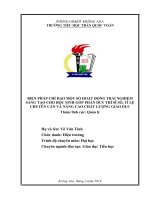 BIỆN PHÁP CHỈ đạo một số HOẠT ĐỘNG TRẢI NGHIỆM SÁNG tạo CHO học SINH góp PHẦN DUY TRÌ sĩ số, tỉ lệ CHUYÊN cần và NÂNG CAO CHẤT LƯỢNG GIÁO dục