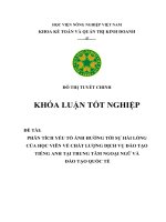 PHÂN TÍCH yếu tố ẢNH HƯỞNG tới sự hài LÒNG của học VIÊN về CHẤT LƯỢNG DỊCH vụ đào tạo TIẾNG ANH tại TRUNG tâm NGOẠI NGỮ và đào tạo QUỐC tế 