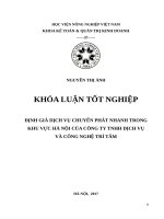ĐỊNH GIÁ DỊCH vụ CHUYỂN PHÁT NHANH TRONG KHU vực hà nội của CÔNG TY TNHH DỊCH vụ và CÔNG NGHỆ TRÍ tâm 