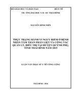 Thực trạng hành vi nguy hiểm ở bệnh nhân tâm thần phân liệt và công tác quản lý, điều trị tại huyện quỳnh phụ, tỉnh thái bình năm 2015  