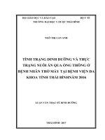 Tình trạng dinh dưỡng và thực trạng nuôi ăn qua ống thông ở bệnh nhân thở máy tại bệnh viện đa khoa tỉnh thái bình năm 2016  