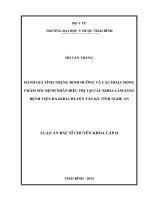 Đánh giá tình trạng dinh dưỡng và các hoạt động chăm sóc bệnh nhân tại các khoa lâm sàng bệnh viện đa khoa huyện tân kỳ tỉnh nghệ an  