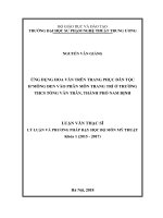 ỨNG DỤNG HOA VĂN TRÊN TRANG PHỤC DÂN TỘC H’MÔNG ĐEN VÀO PHÂN MÔN TRANG TRÍ Ở TRƯỜNG THCS TỐNG VĂN TRÂN, THÀNH PHỐ NAM ĐỊNH