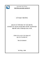 Quản lý vốn đầu tư xây dựng cơ bản từ ngân sách nhà nước tại huyện phước sơn, tỉnh quảng nam 
