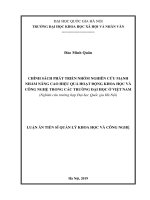 Chính sách phát triển nhóm nghiên cứu mạnh nhằm nâng cao hiệu quả hoạt động khoa học và công nghệ trong các trường đại học ở việt nam (nghiên cứu trường hợp đại học quốc gia hà nội) 