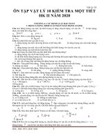 BỘ CÂU HỎI TRẮC NGHIỆM ÔN TẬP VẬT LÝ 10 KIỂM TRA MỘT TIẾT HK II NĂM 2020