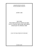 Quản trị hoạt động đánh giá trong dạy học tại các trường trung học phổ thông huyện quế võ, tỉnh bắc ninh 