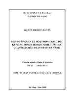 Biện pháp quản lý hoạt động giáo dục kỹ năng sống cho học sinh tiểu học quận hải châu thành phố đà nẵng 
