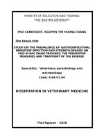 Nghiên cứu nhiễm giun tròn đường tiêu hóa, bệnh giun lươn (strongyloidosis) trên lợn tại tỉnh bắc giang và biện pháp phòng trị tt tiếng anh 