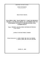 Dạy học phần điện học  vật lý 11 trung học phổ thông góp phần bồi dưỡng năng lực giải quyết vấn đề của học sinh tt tiếng anh 
