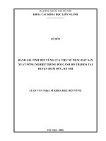 Đánh giá tính bền vững của việc sử dụng đất sản xuất nông nghiệp trong bối cảnh đô thị hóa tại huyện hoài đức, hà nội 