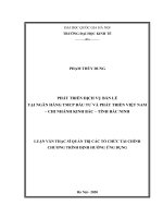 Phát triển dịch vụ bán lẻ tại ngân hàng TMCP đầu tư và phát triển việt nam – chi nhánh kinh bắc – tỉnh bắc ninh 