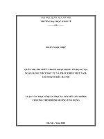 Quản trị tri thức trong hoạt động tín dụng tại ngân hàng TMCP đầu tư và phát triển việt nam  chi nhánh bắc hà nội 