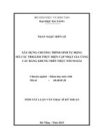 Xây dựng chương trình sinh tự động mã các trigger thực hiện cập nhật gia tăng các bảng khung nhìn thực nối ngoài 