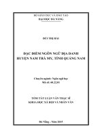 Đặc điểm ngôn ngữ địa danh huyện nam trà my, tỉnh quảng nam 