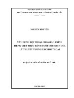 Xây dựng hội thoại cho giáo trình tiếng việt thực hành dưới góc nhìn của lý thuyết tương tác hội thoại 