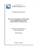 Quản lý nhà nước về hoạt động xuất, nhập khẩu tại tỉnh savannakhet, nước cộng hoà dân chủ nhân dân lào 