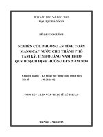Nghiên cứu phương án tính toán mạng cấp nước cho thành phố tam kỳ, tỉnh quảng nam theo quy hoạch định hướng đến năm 2030 
